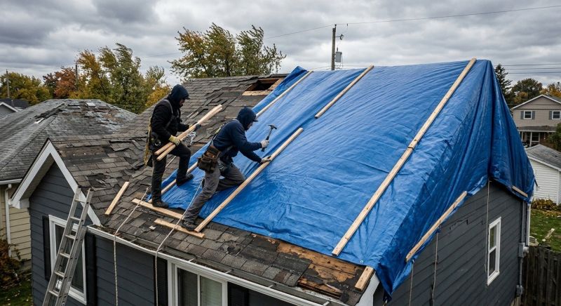 Storm Damage Roof Tarping in Oakland, MD